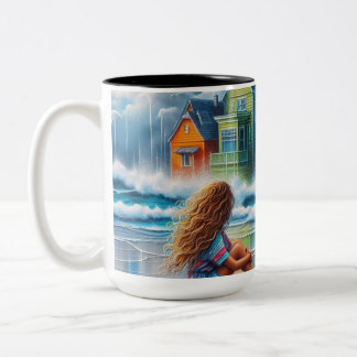 Girl on the Beach Two-Tone Coffee Mug