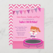 Girl on Trampoline Kids Birthday Party Invitations (Front/Back)