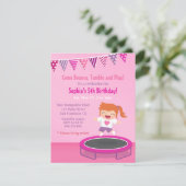 Girl on Trampoline Kids Birthday Party Invitations (Standing Front)