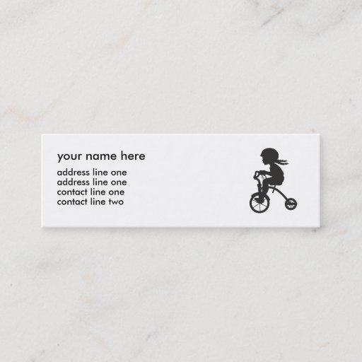 Customizable Girl on Tricycle silhouette Business Card Templates