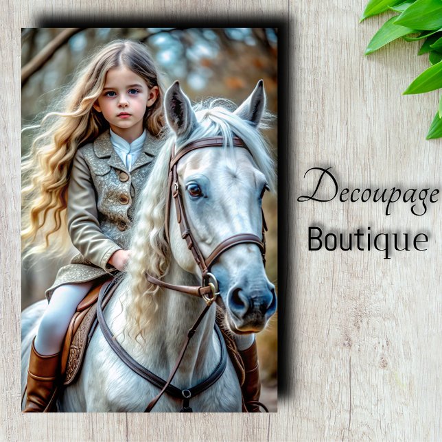 Girl on White Horse Decoupage Tissue Paper (Girl on White Horse Decoupage Tissue Paper)