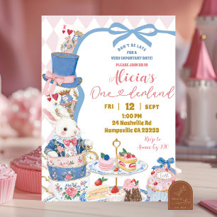 Girl Onederland Tea 1st Birthday Party  Invitation