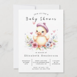 Girl Online Duck Baby Shower Invitation