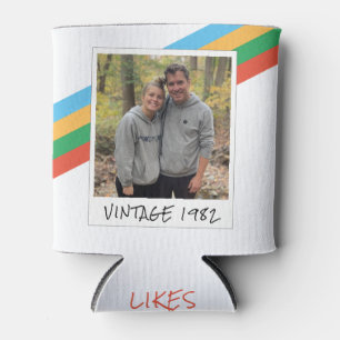 Girl or Boy 40th Birthday Vintage 1982 Striped  Can Cooler