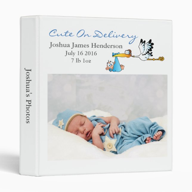 Girl Or Boy Baby Custom Photo Album 3 Ring Binder (Front/Spine)