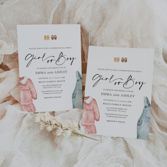 Girl or Boy Clothes Gender Reveal Invitation (Creator Uploaded)