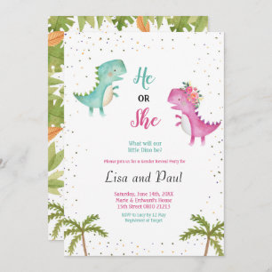 Girl or Boy Dinosaur Gender Reveal Invitation