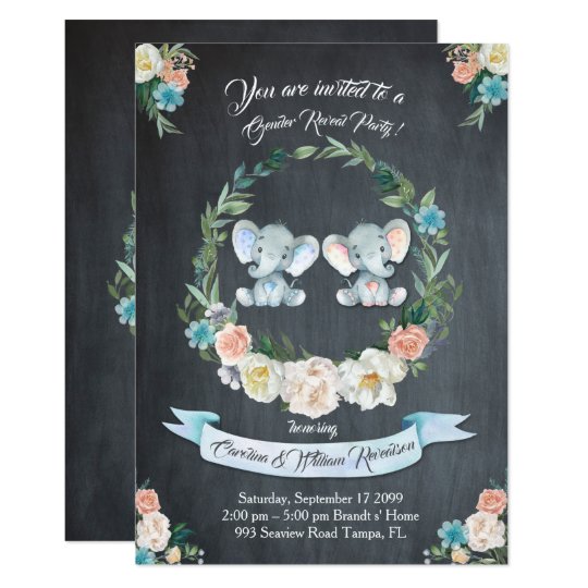 Download Gender Reveal Baby Shower Invitation Elephant | Zazzle.com