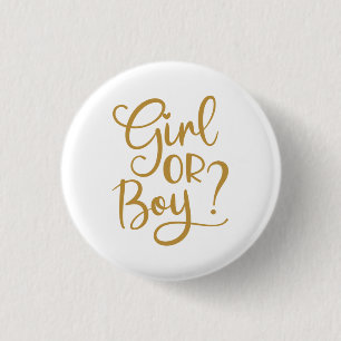 Girl or Boy Gold Glitter Gender Reveal   Button