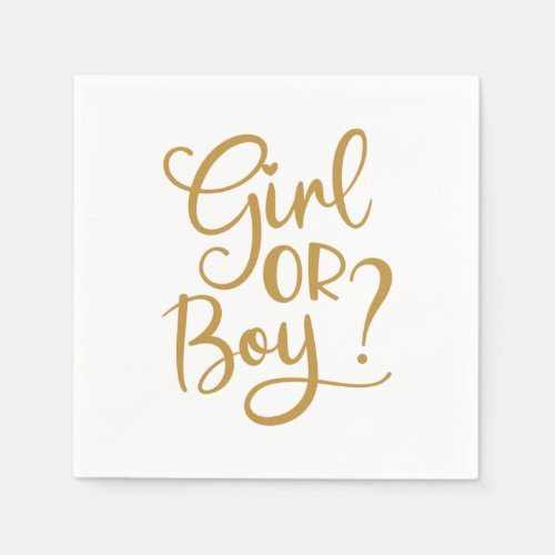 Girl or Boy Gold Glitter Gender Reveal Napkins