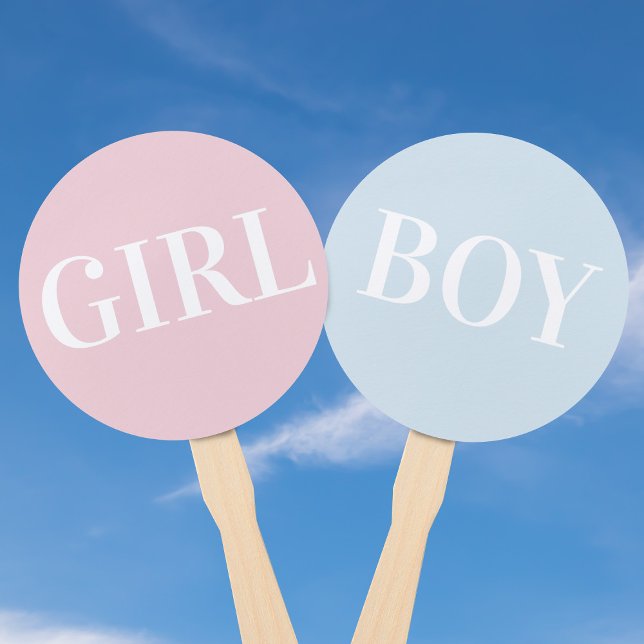 Girl or Boy Hand Fans Baby Shower Guessing Game (Pink and Blue Baby Shower Guessing Game hand fans)