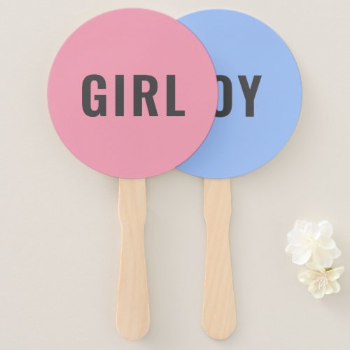 Girl or Boy  Modern Pink Blue Baby Shower Game Hand Fan