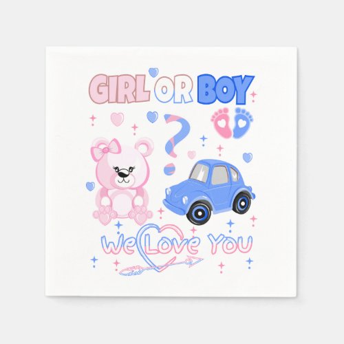 Girl Or Boy We Love You Baby Shower Napkins