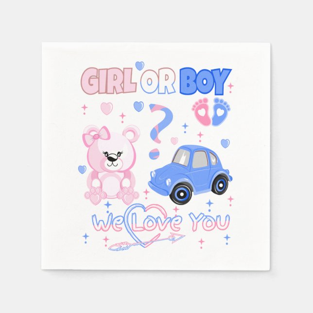 Girl Or Boy We Love You Baby Shower Napkins (Front)
