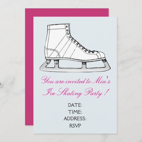 Girl or teen Ice Skating party Invitation
