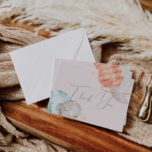 Girl Outer Space Baby Shower Thank You Card