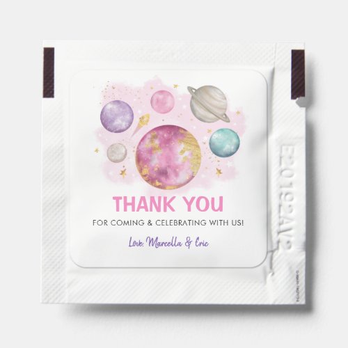 Girl Outer Space Pink Galaxy Moon Stars Favors Hand Sanitizer Packet