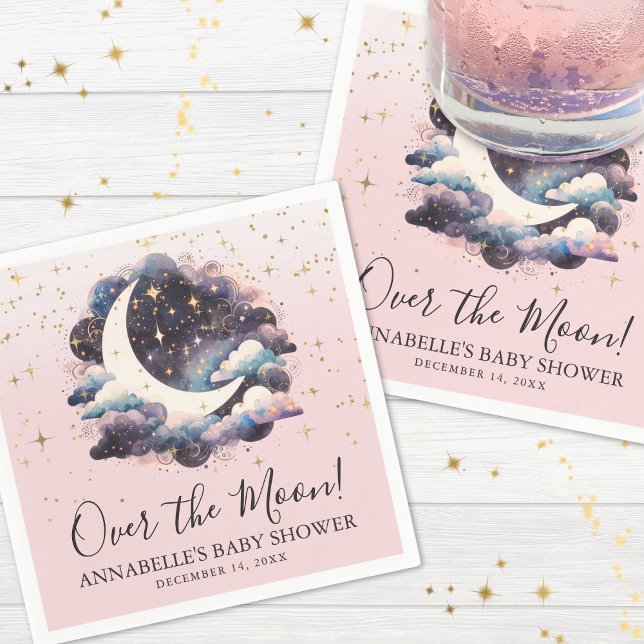 Girl Over The Moon Baby Shower Napkins (Girl Over The Moon Baby Shower Napkins)
