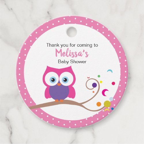 Girl Owl Pink Adorable Whimiscal Design  Favor Tags