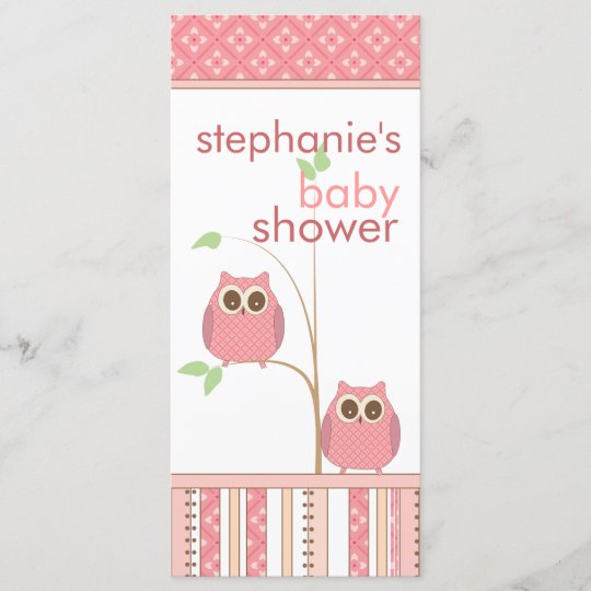 Girl Owl Pink Baby Shower Menu Card Zazzle Com