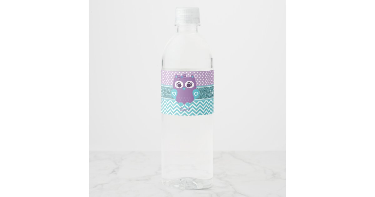 Girl owl water bottle label baby shower. | Zazzle