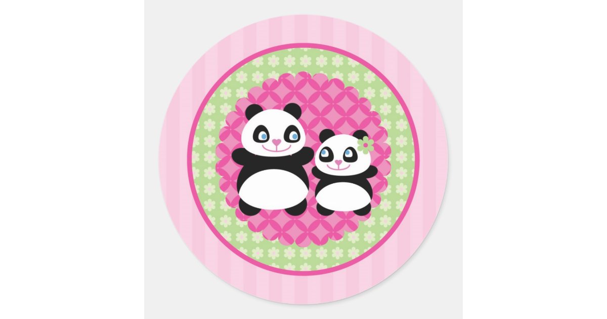 Adorable Baby Panda On Pink Stickers (6 Stickers)