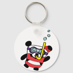 Girl Panda in Bikini Snorkling Keychain