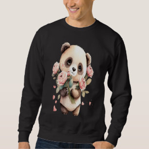 Girl panda valentine day women panda bear mom cute sweatshirt