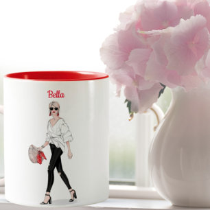 Girl Paris Fashion Personalized Custom Coffee Two-Tone Coffee Mug