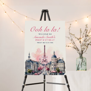 Girl Paris Patisserie 1st Pink Bow Birthday Party Foam Board