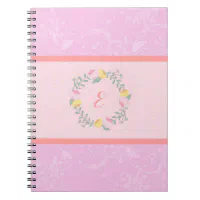 Monogram Vintage Flowers Pink Pastel Small Notepad, Zazzle