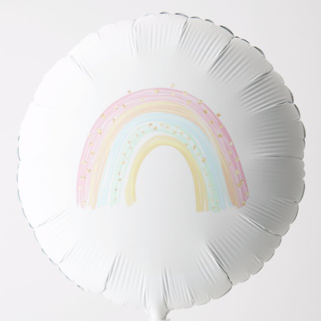 Girl Pastel Rainbow Birthday Party Balloon (Front)