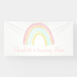 Girl Pastel Rainbow Birthday Party Banner