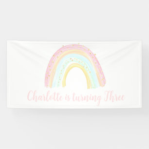 Girl Pastel Rainbow Birthday Party Banner