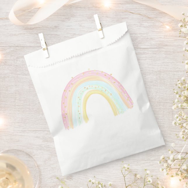 Girl Pastel Rainbow Birthday Party Favor Bag (Clipped)