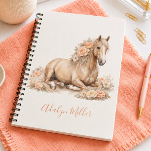 Girl Peach Horse Whimsical Personalized Notebook