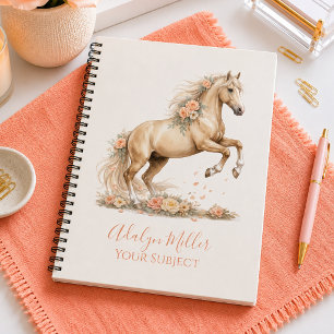 Girl Peach Horse Whimsical Personalized Notebook