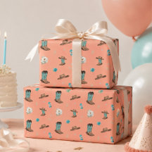 Girl Peach Teal Cowgirl Boots Floral Pattern