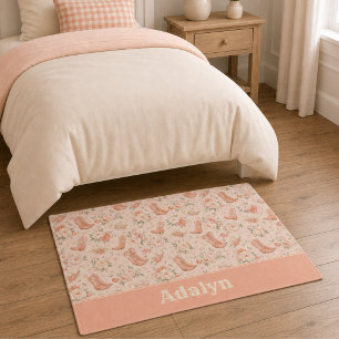Girl Peach Western Cowgirl Shabby Chic Monogram Doormat