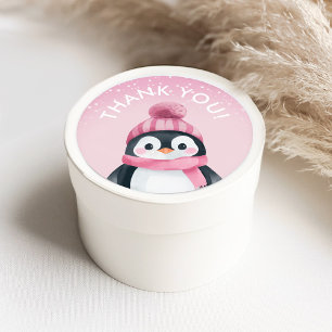 Girl Penguin Winter Party Favor Stickers