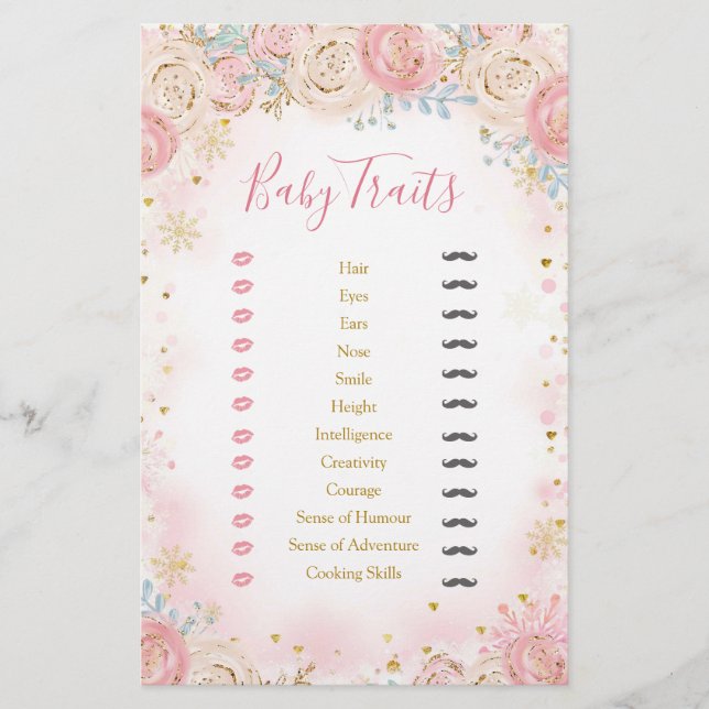 Girl Penguin Winter Snowflake Baby Traits (Front)