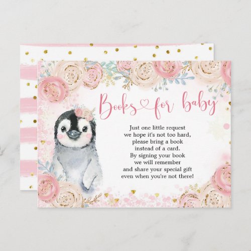 Girl Penguin Winter Snowflake Books for Baby Invitation Postcard