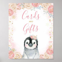Girl Penguin Winter Snowflake Cards and Gifts Sign