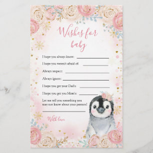 Girl Penguin winter Snowflake Wishes For Baby