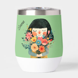 Girl & Perfumed Flowers Thermal Wine Tumbler