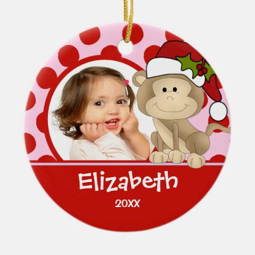 Girl Personalized Christmas Ornament Monkey