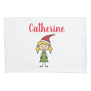 Girl Personalized Christmas Pillow Case