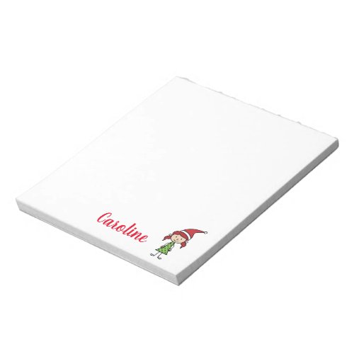Girl Personalized Cute Christmas Character Notepad