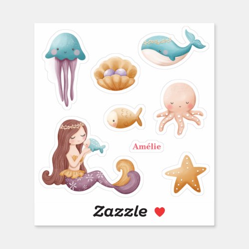 Girl Personalized Mermaid Ocean Sticker