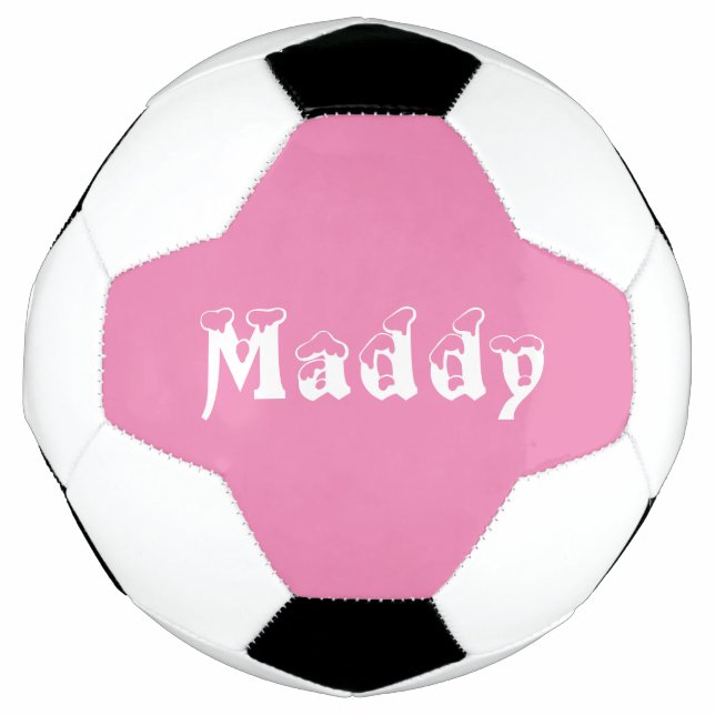 Girl personalized white and pink soccer ball (Front)